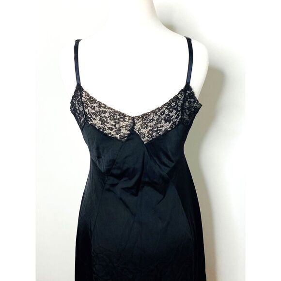 VTG 1960s Van Raalte Black Full Slip Lace Nylon Under Garment Made in USA Sz 36 - Picture 2 of 6